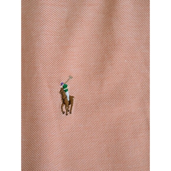 Ralph Lauren Men's Knit Oxford Size 2XL Button Up Shirt Peach Pony Logo Preppy - Picture 5 of 9